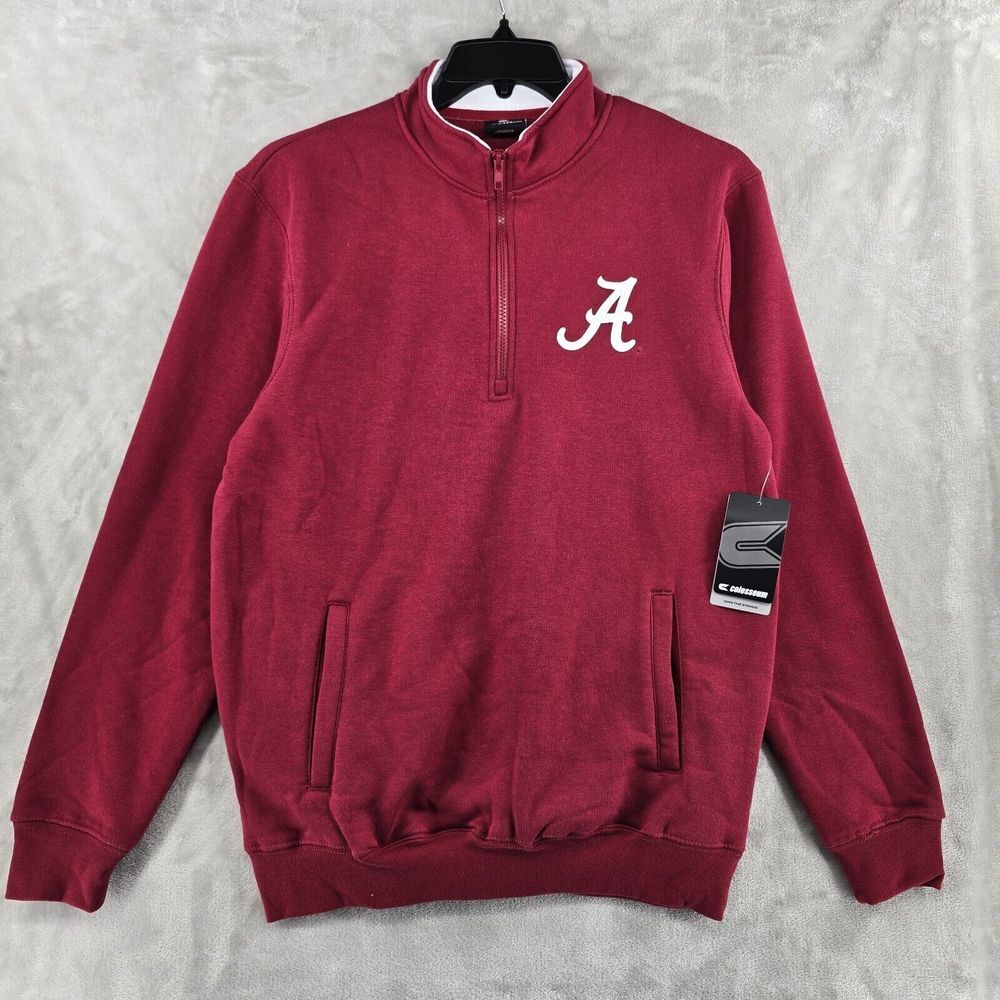 Colosseum Men's Medium Red University of Alabama Crimson Tide 1/4 Zip Jacket New